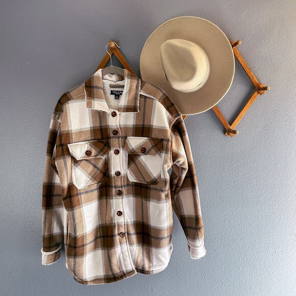 Helium London L Shacket Jacket plaid, sherpa soft inside - Picture 1 of 11